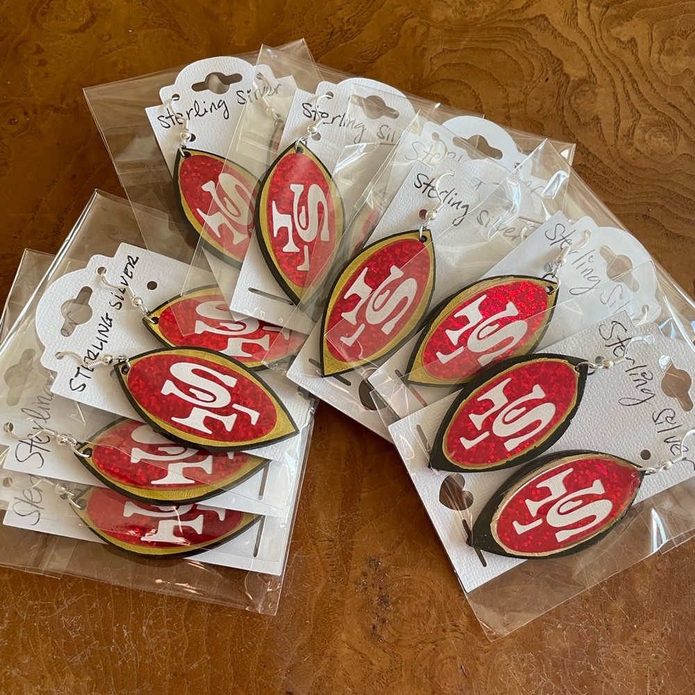 Niners, SF, 49ers sterling’s earrings